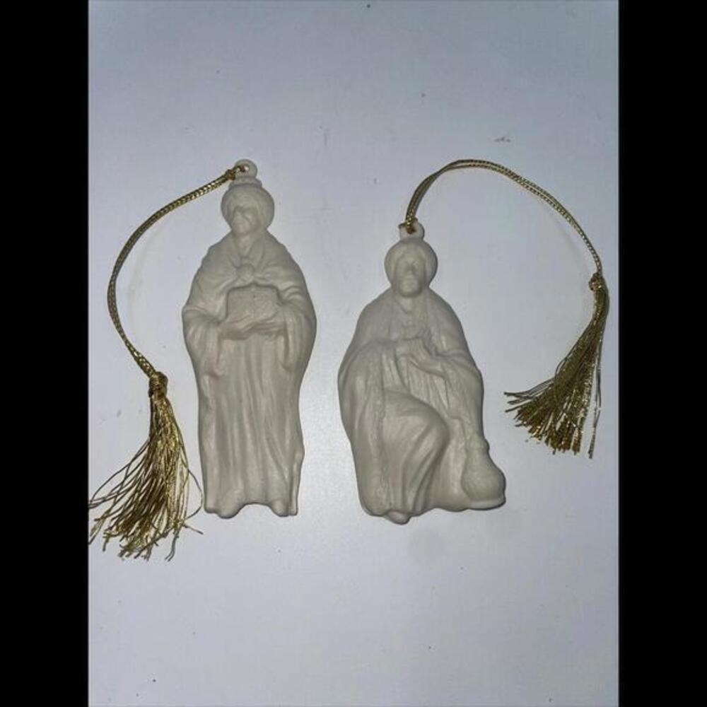 2 Vintage 1990 Lenox‎ Nativity King Wiseman Christmas Ornaments